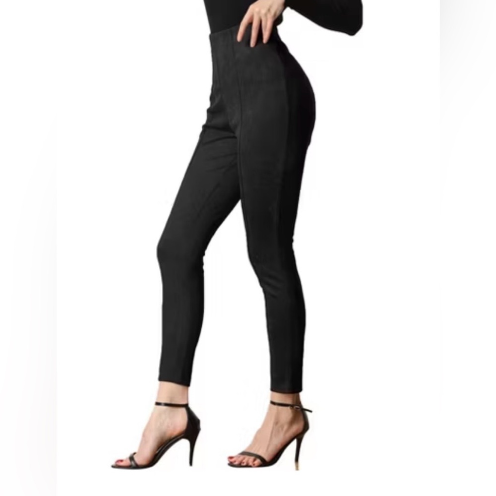Berska Black Casual Suede Stretch Pant Zip Side Waist Size 6